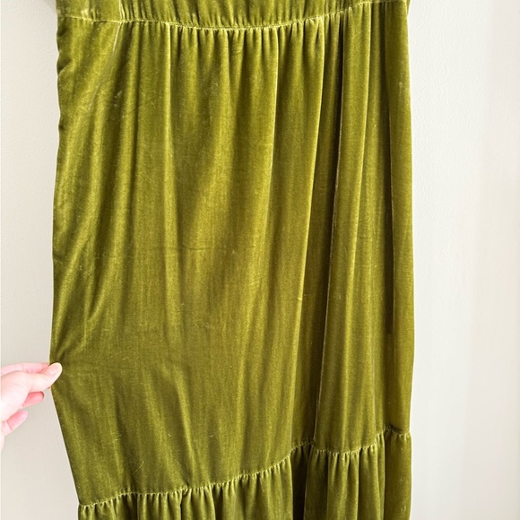 By Anthropologie Velvet Empire Waist Midi Dress - Moss Green - Size 16W - NWT - Picture 8 of 16